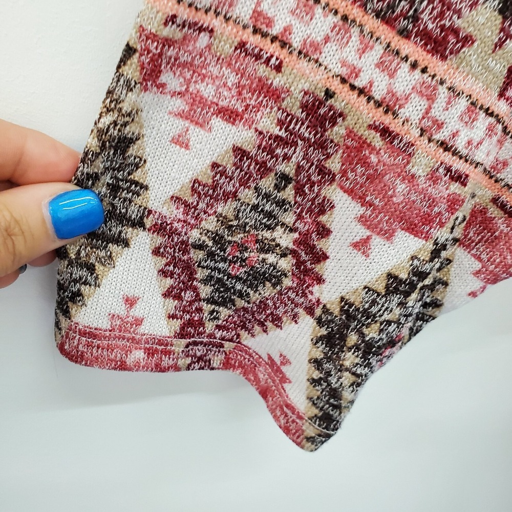Absolutely‎ Famous Womens 3X Boho Aztec Print Top Pink Red Cowl Neck Plus Size - Picture 5 of 13